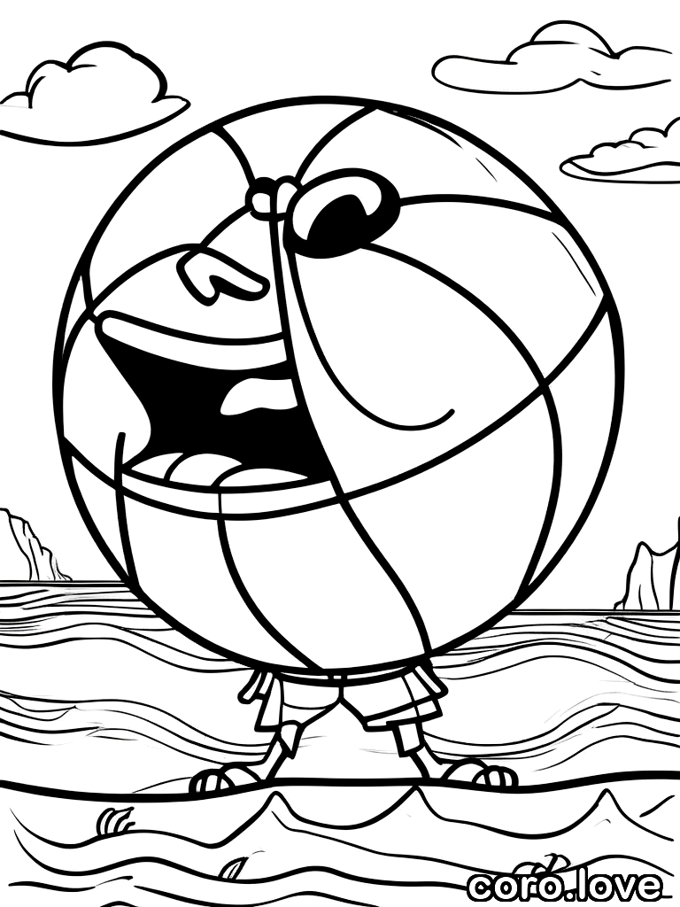 ball coloring page - Happy Ball