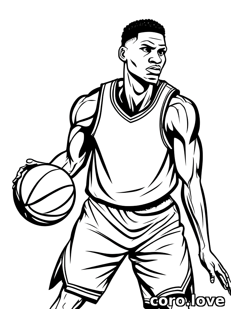 Free Basketball coloring page for printing