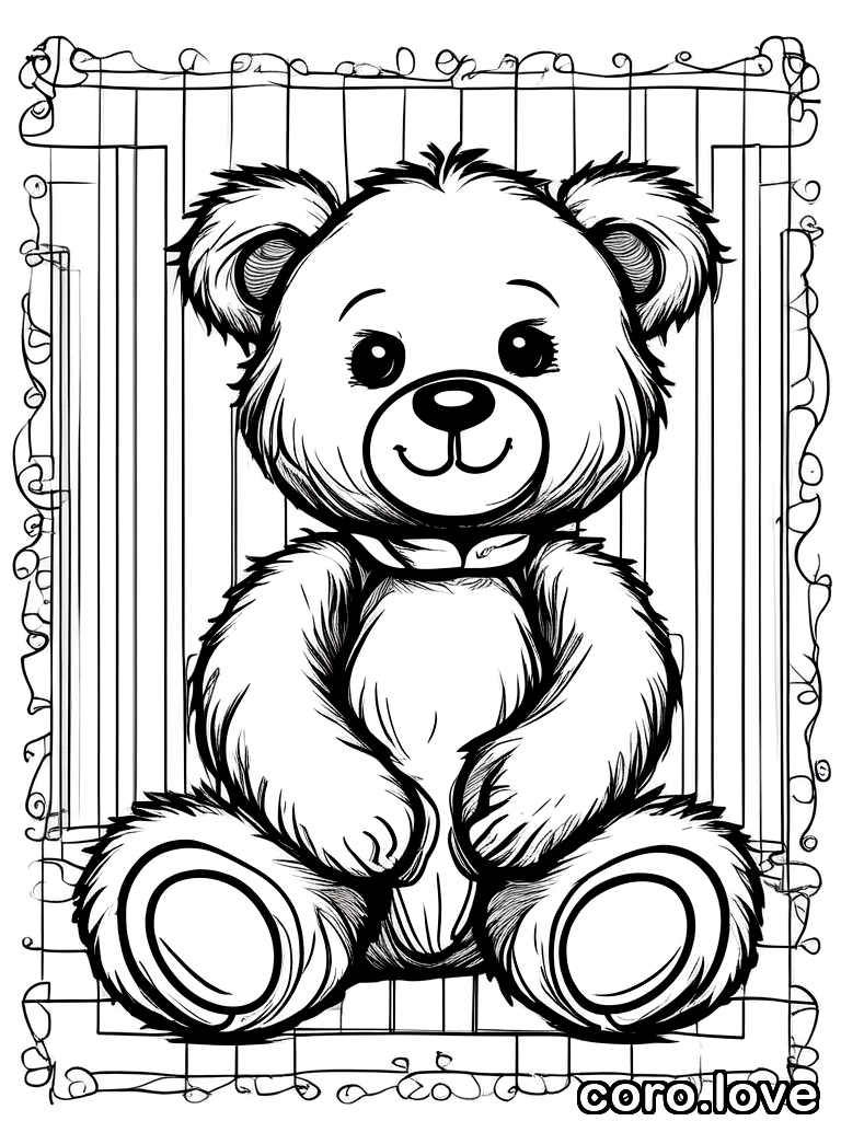 bear coloring page - Fluffy Bear