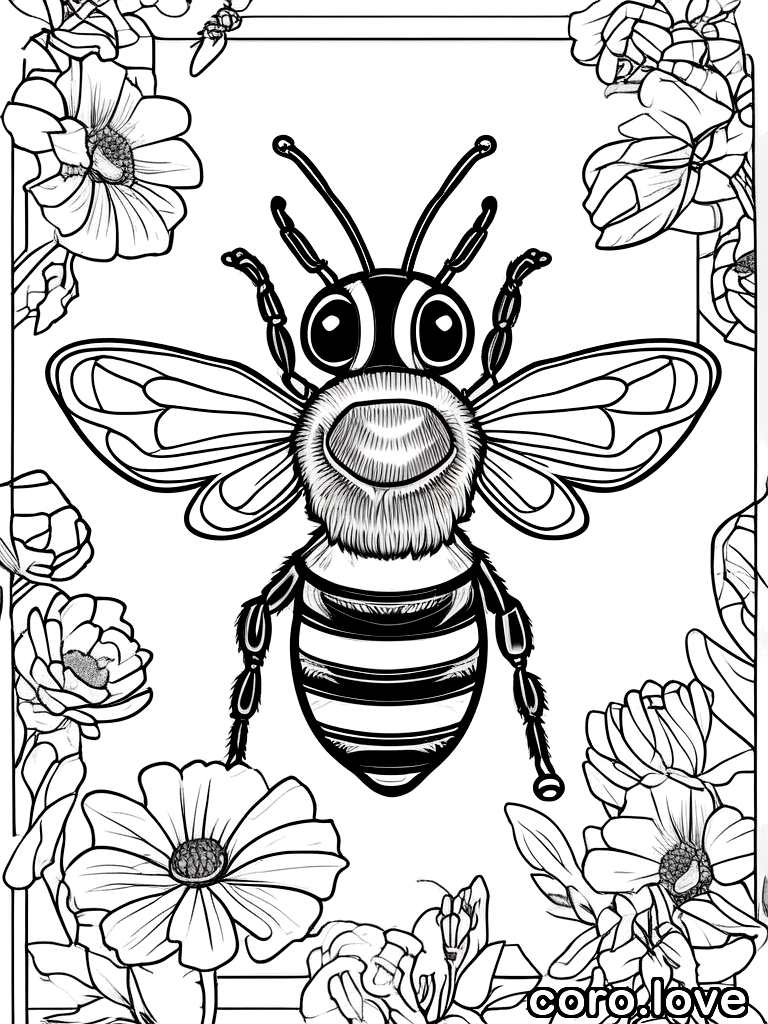 bee coloring page - Cute Bee