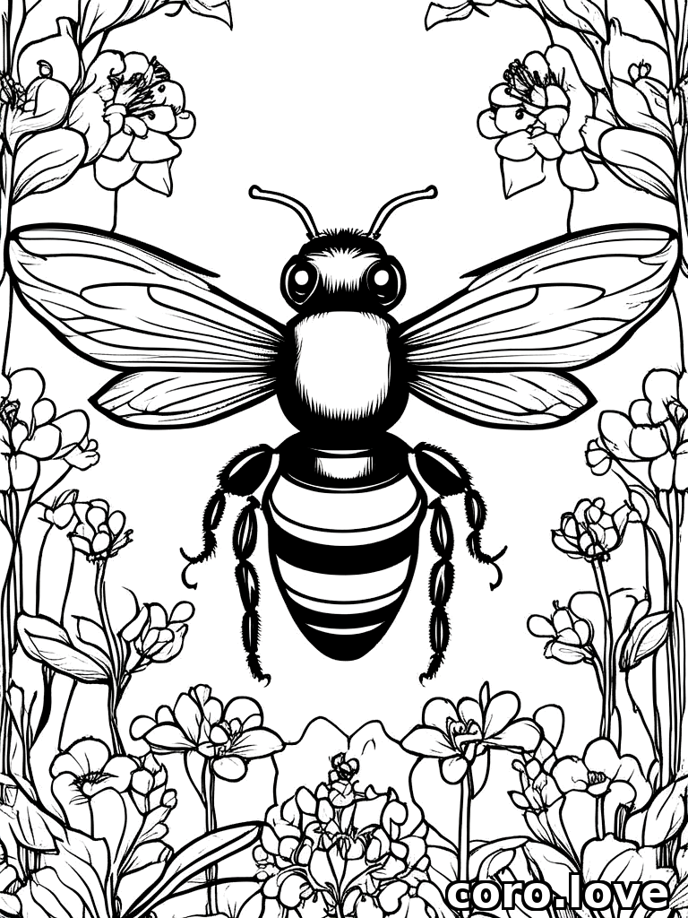bee coloring page - Bee