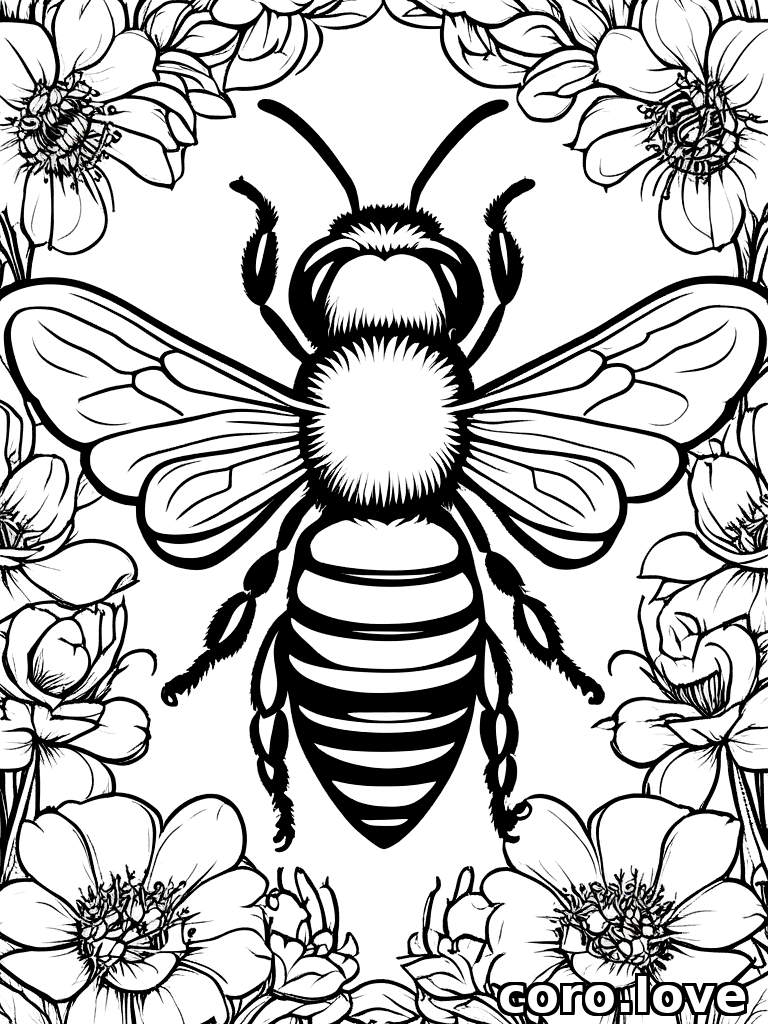 bee coloring page - Bee
