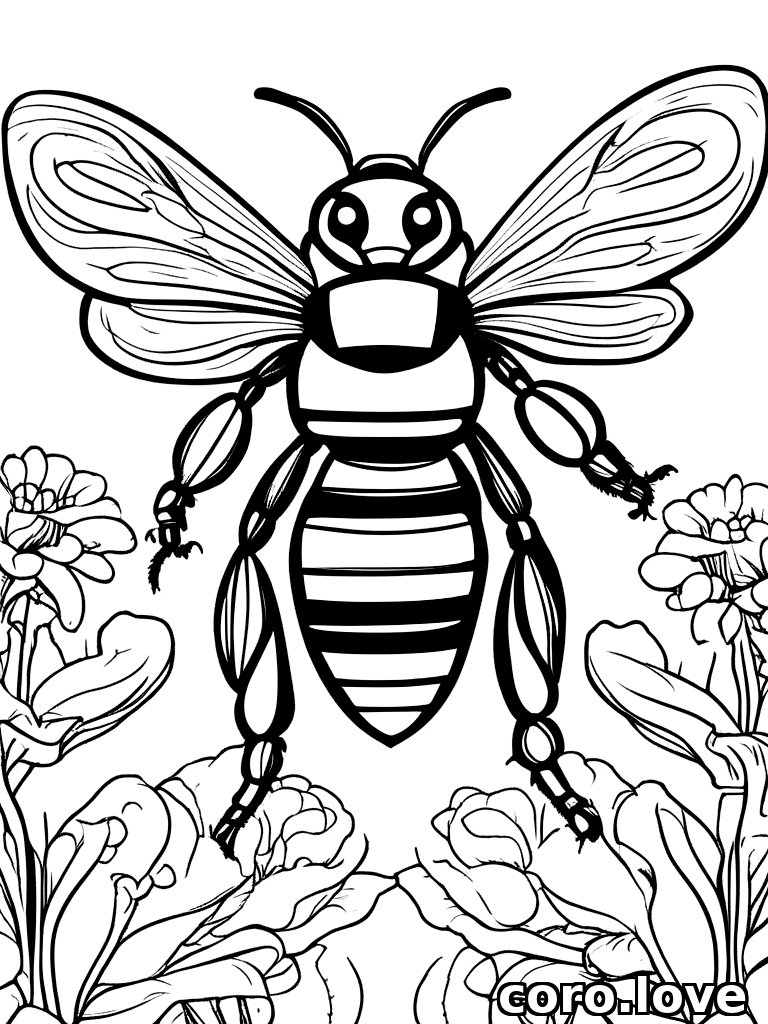 bee coloring page - Bee