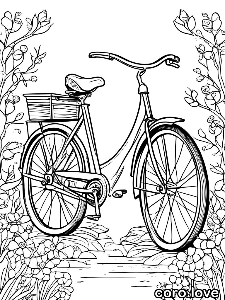 bicycle coloring page - Cute Bicycle