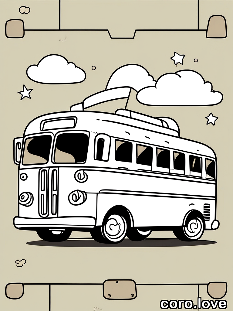 bus coloring page - Cute Bus