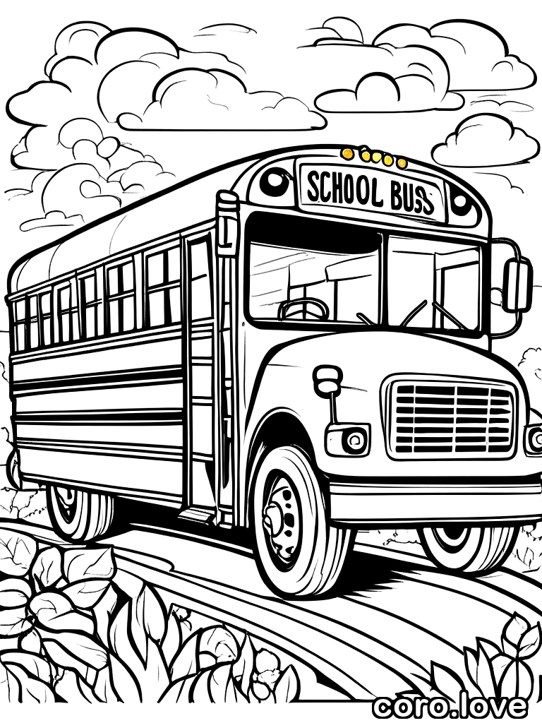 Free Bus coloring page for printing