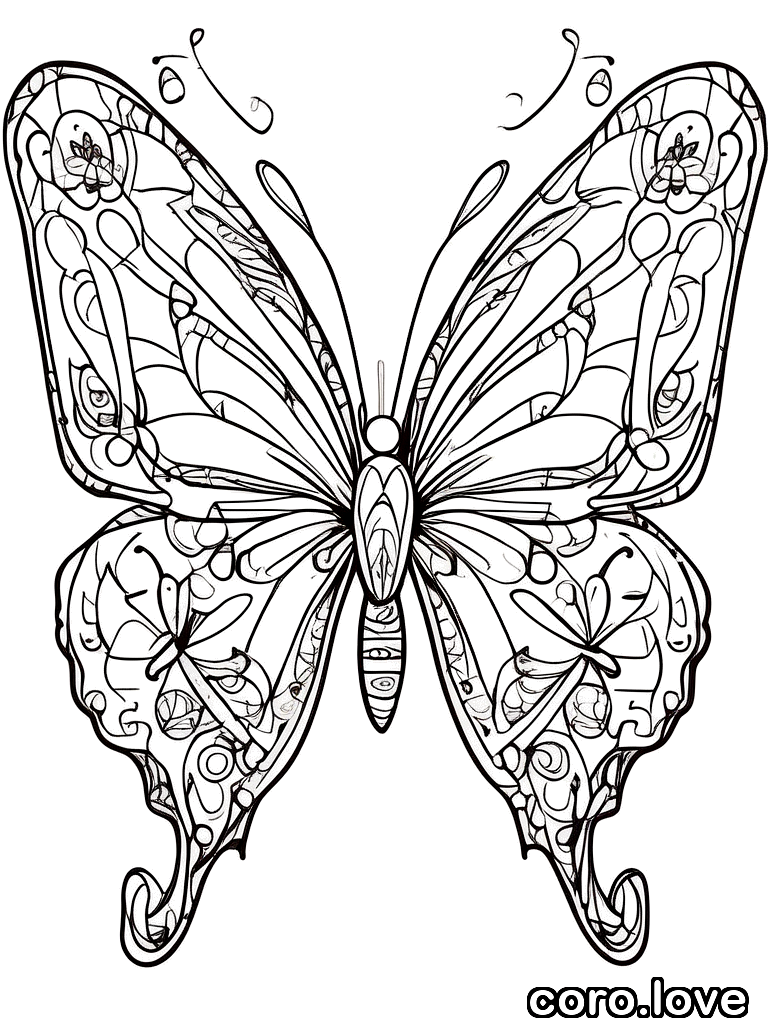 butterfly coloring page - Happy Butterfly