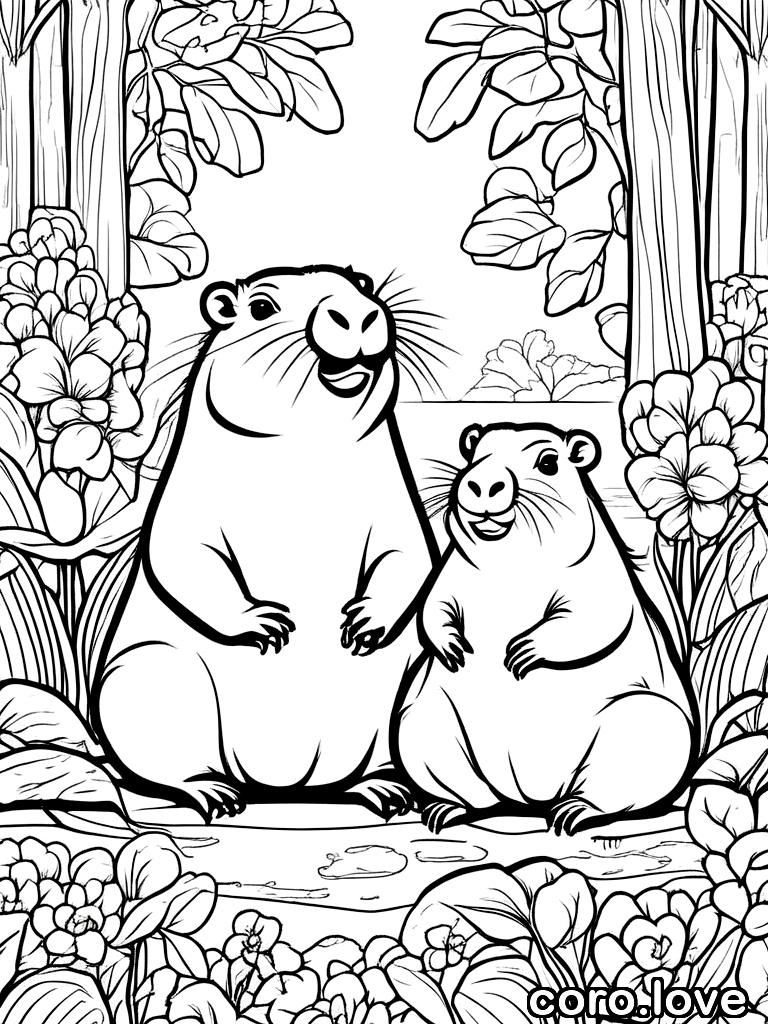 capybara coloring page - Capybara