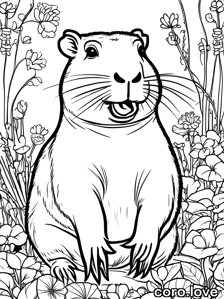 capybara coloring page - Happy Capybara