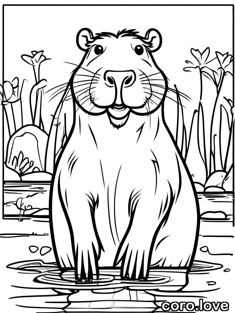 Capybara coloring page - Cute Capybara