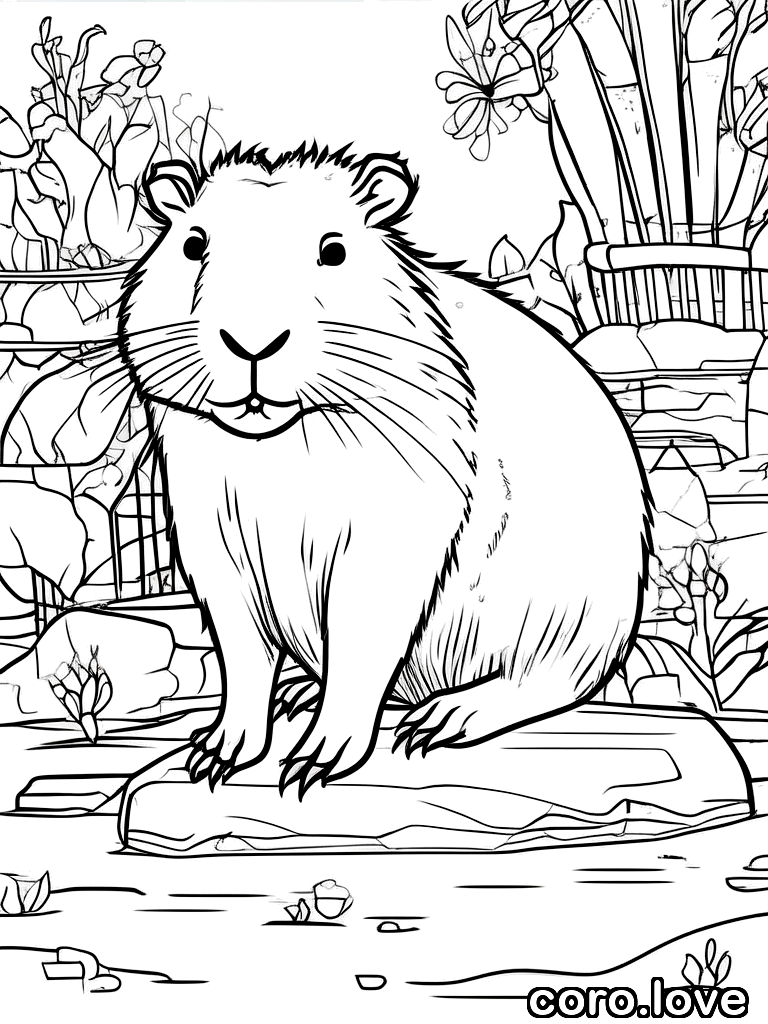 Capybara coloring page - Adorable Capybara