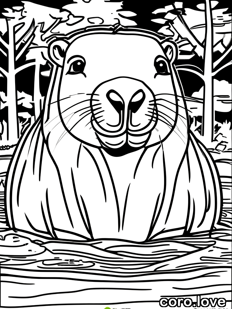 Capybara coloring page - Happy Capybara