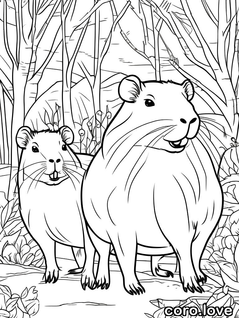 Capybara coloring page - Capybara