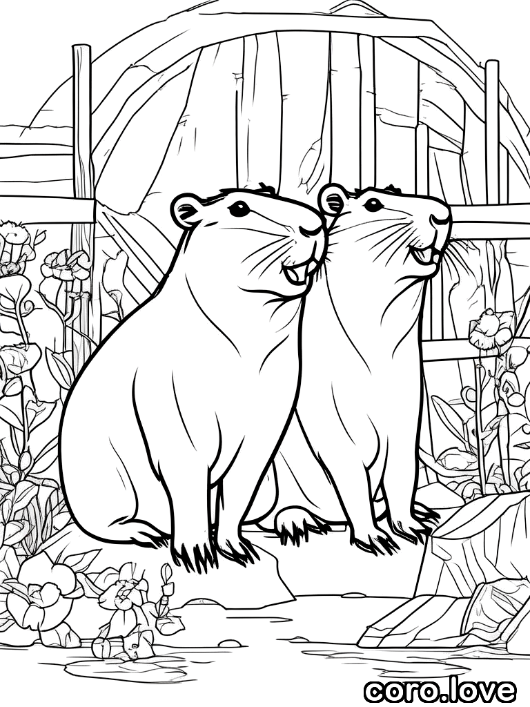 capybara coloring page - Sweet Capybara