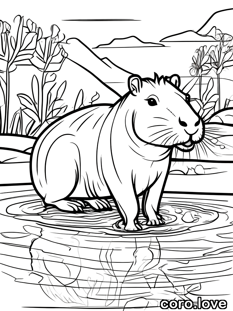 capybara coloring page - Adorable Capybara