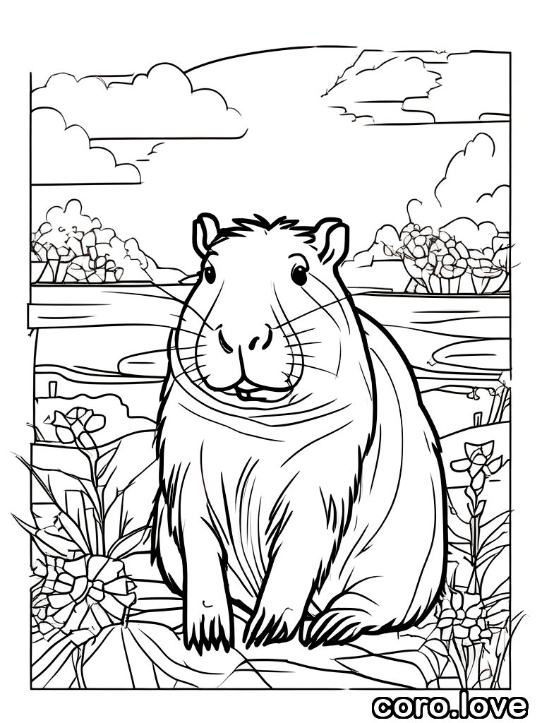Capybara coloring page - Capybara