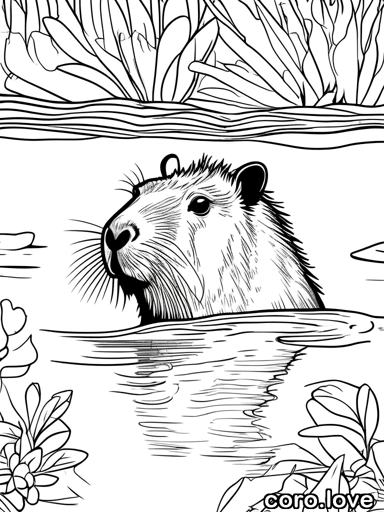 capybara coloring page - Sweet Capybara