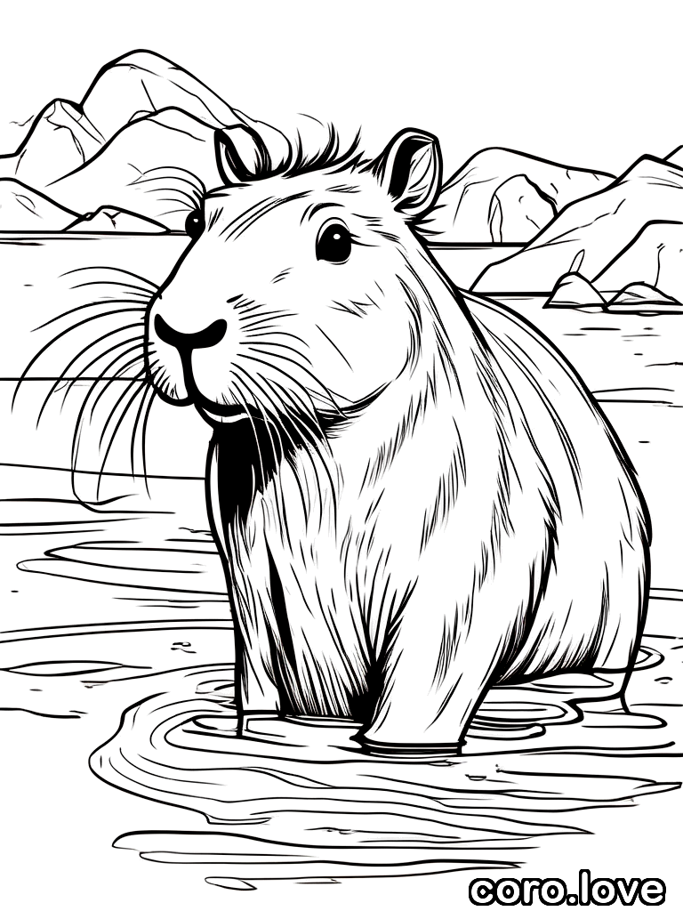 capybara coloring page - Sweet Capybara
