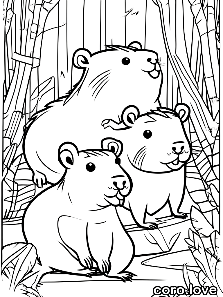 Capybara coloring page - Kawaii Capybara