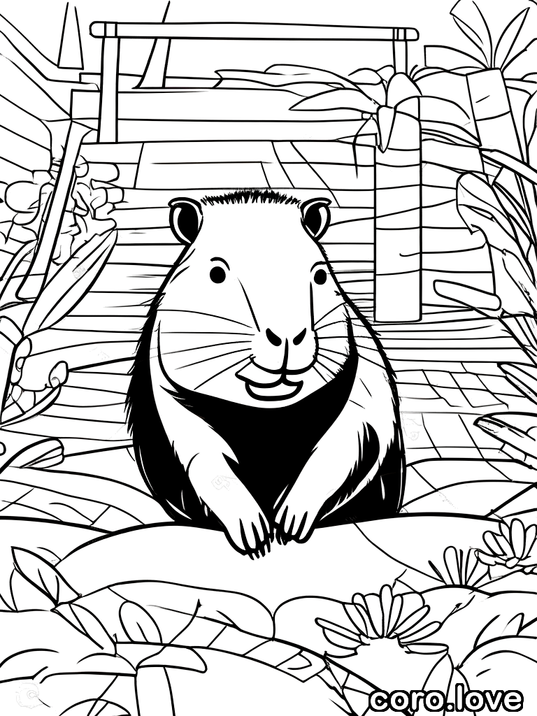 Capybara coloring page - Little Capybara