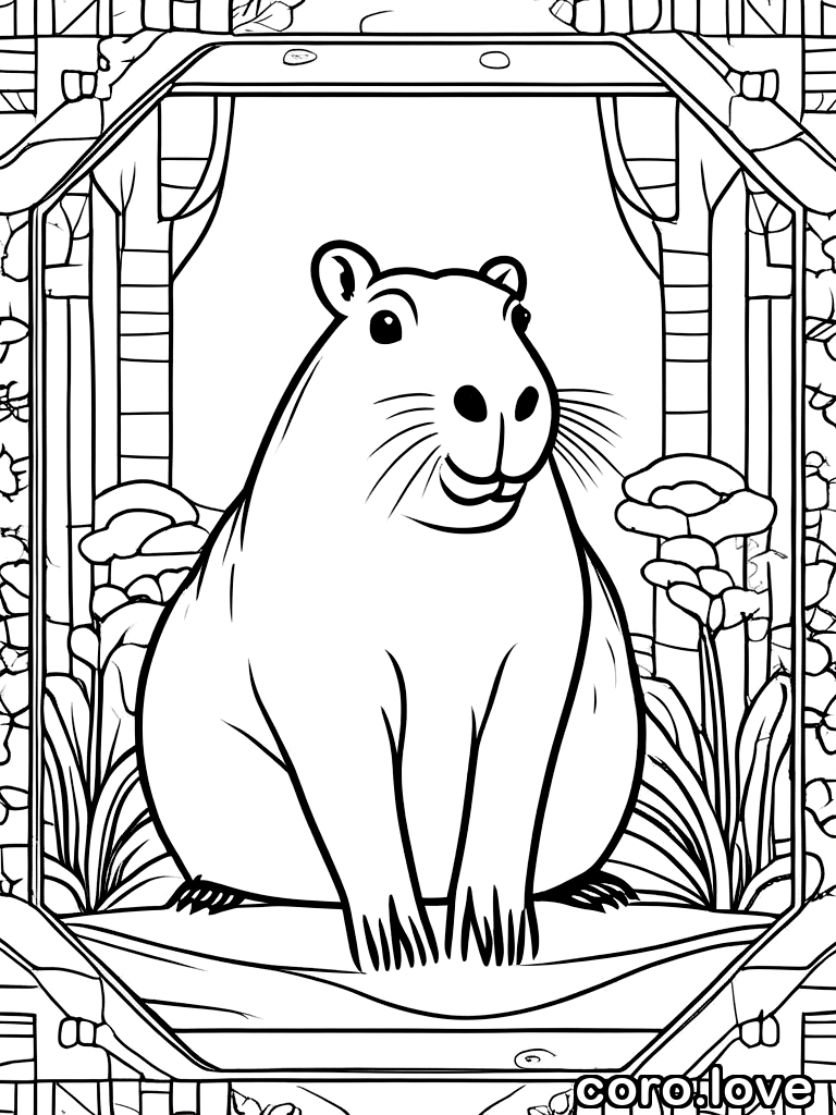 capybara coloring page - Happy Capybara