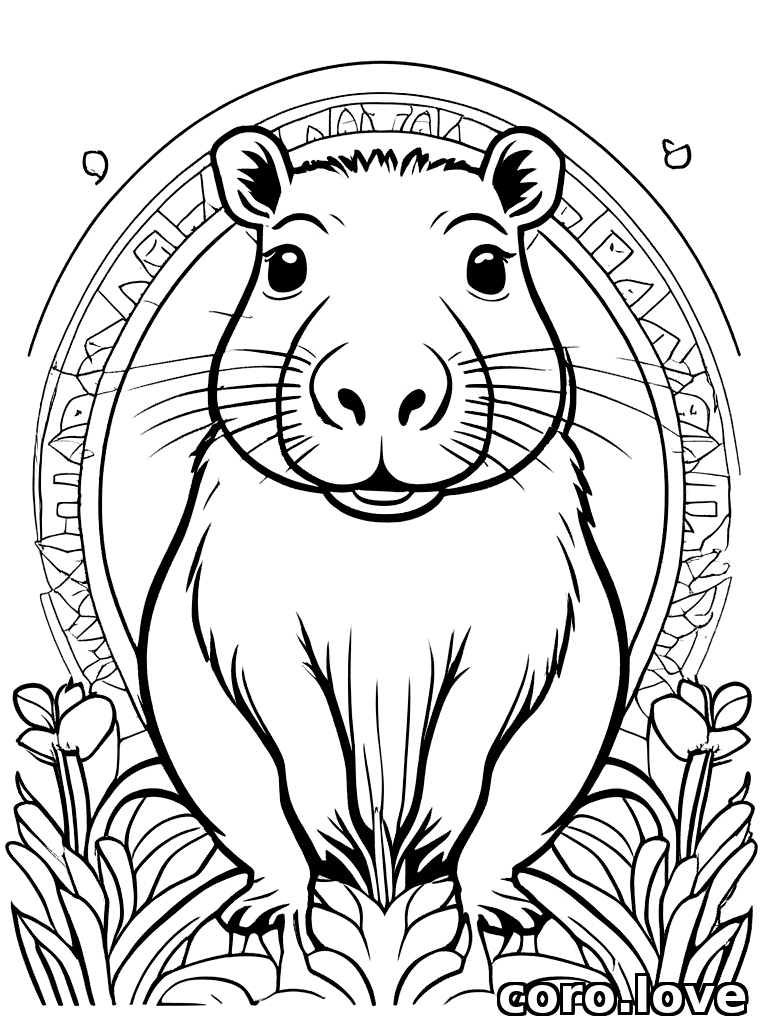 capybara coloring page - Happy Capybara
