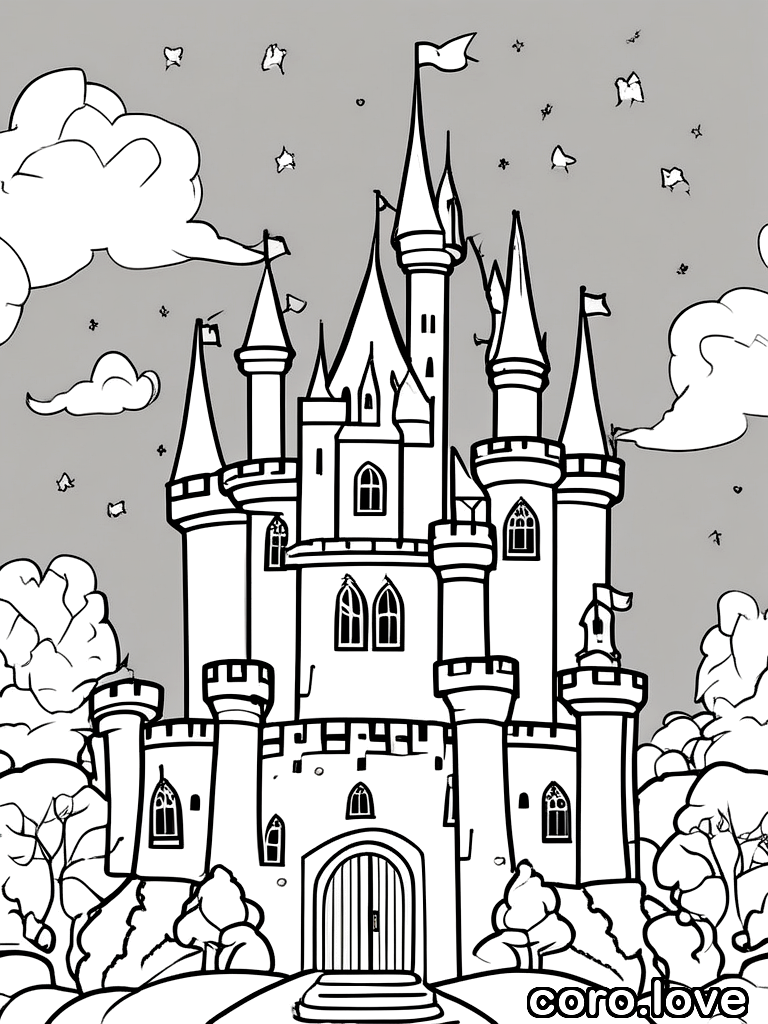 castle coloring page - Castle