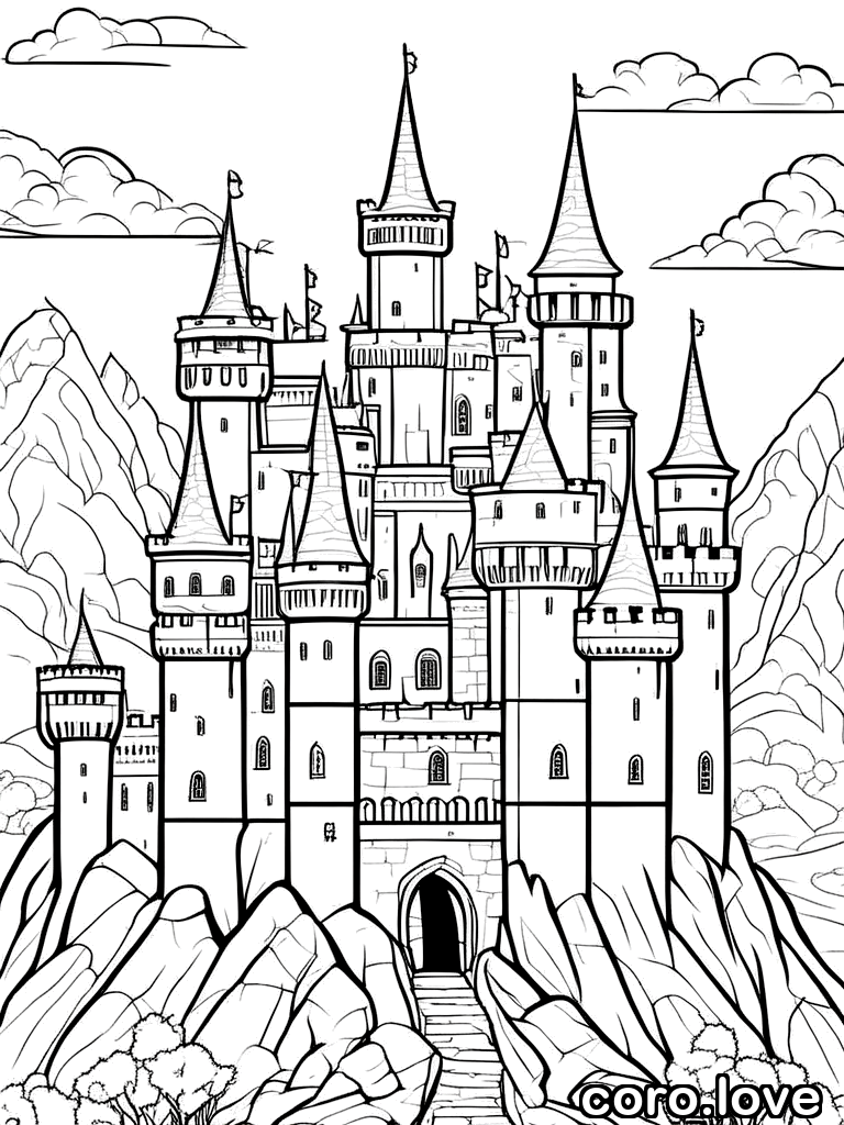 castle coloring page - Castle