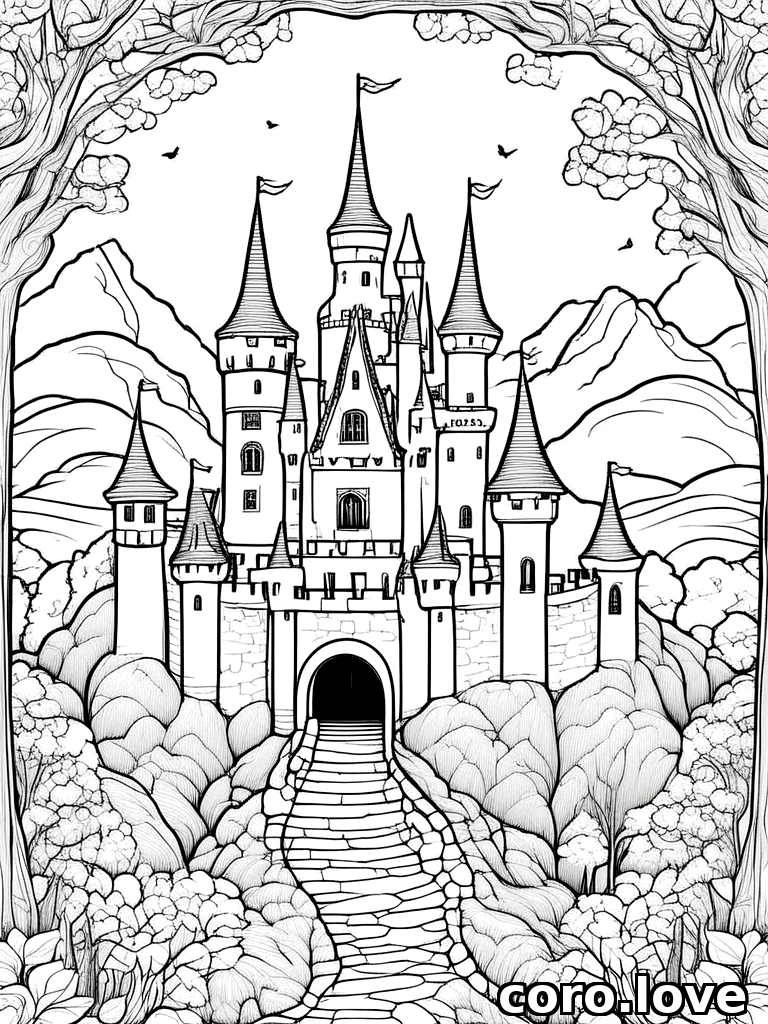 castle coloring page - Castle