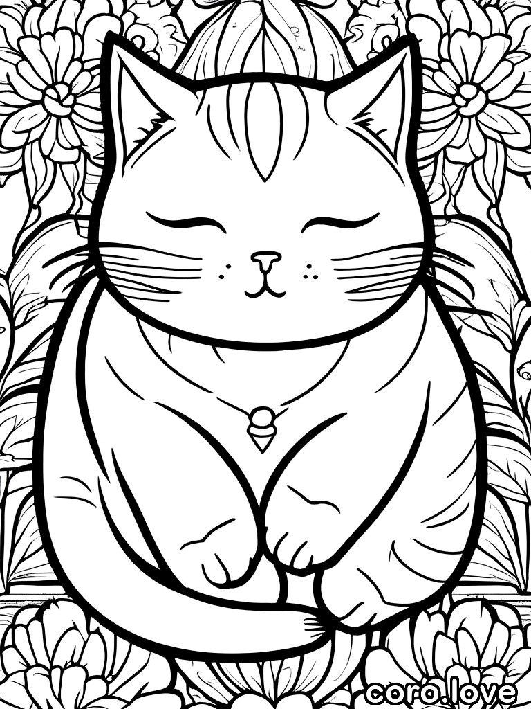 cat coloring page - Happy Cat