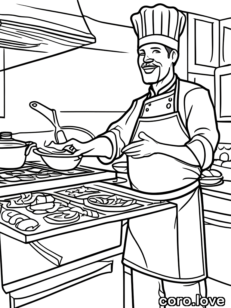 chef coloring page - Chef