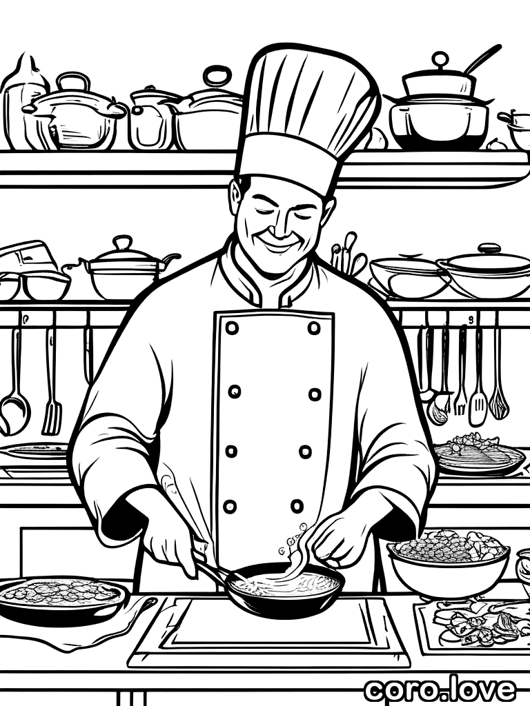 chef coloring page - Chef