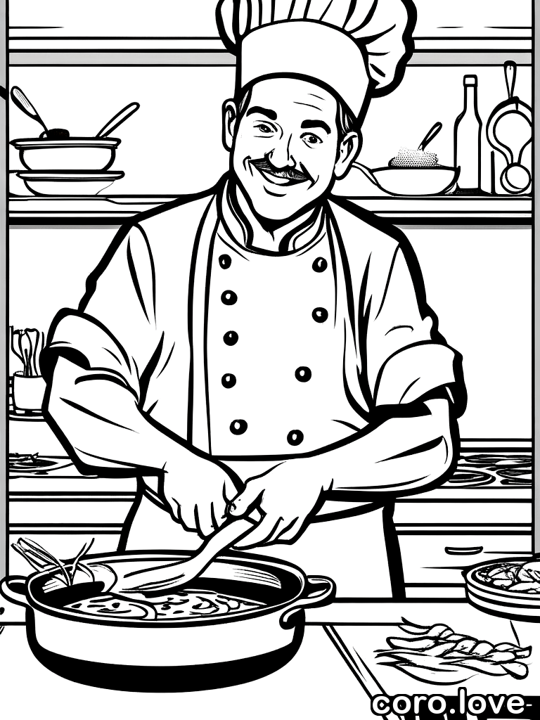 chef coloring page - Chef