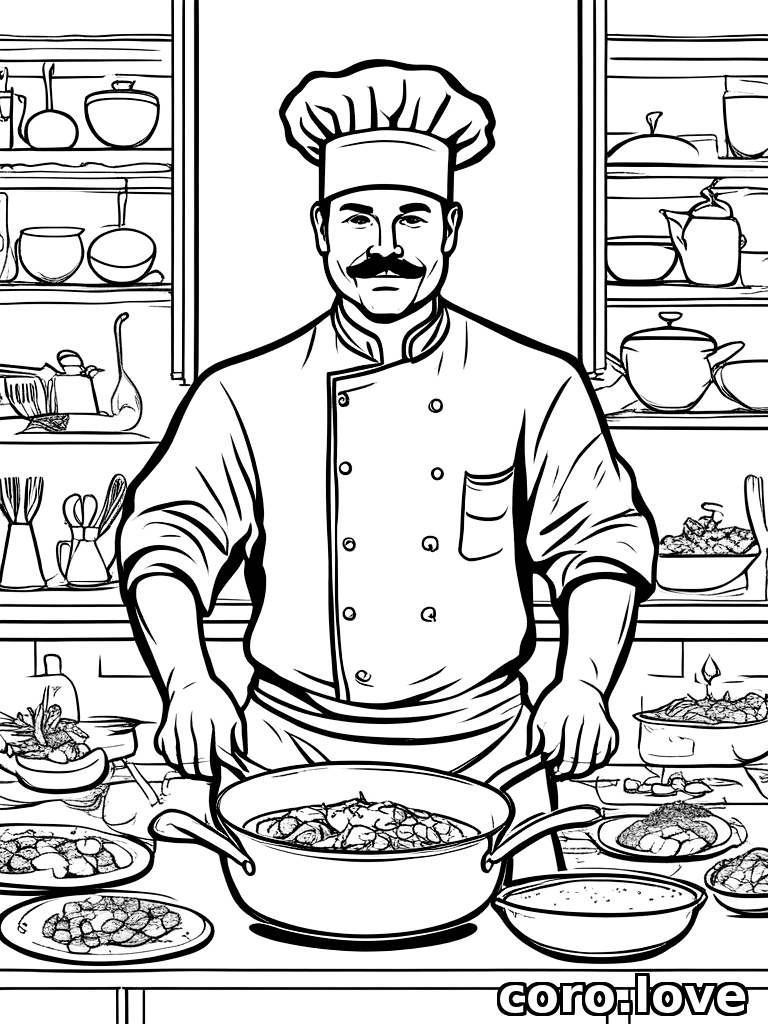 chef coloring page - Chef