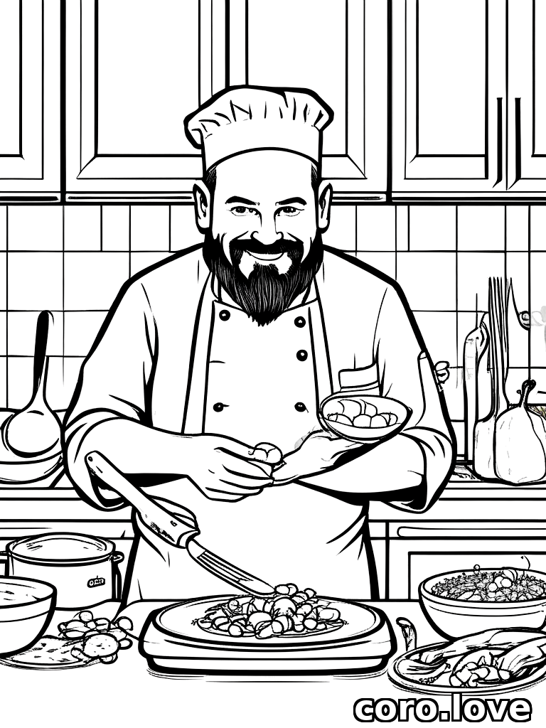 chef coloring page - Chef