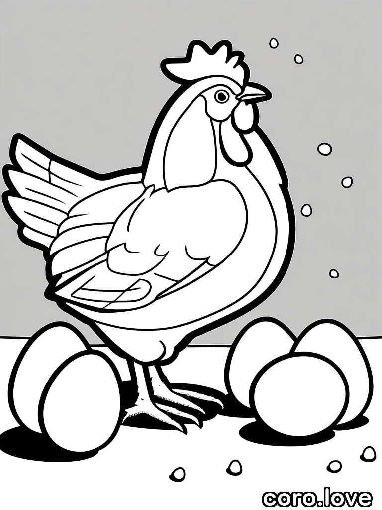 chicken coloring page - Chicken