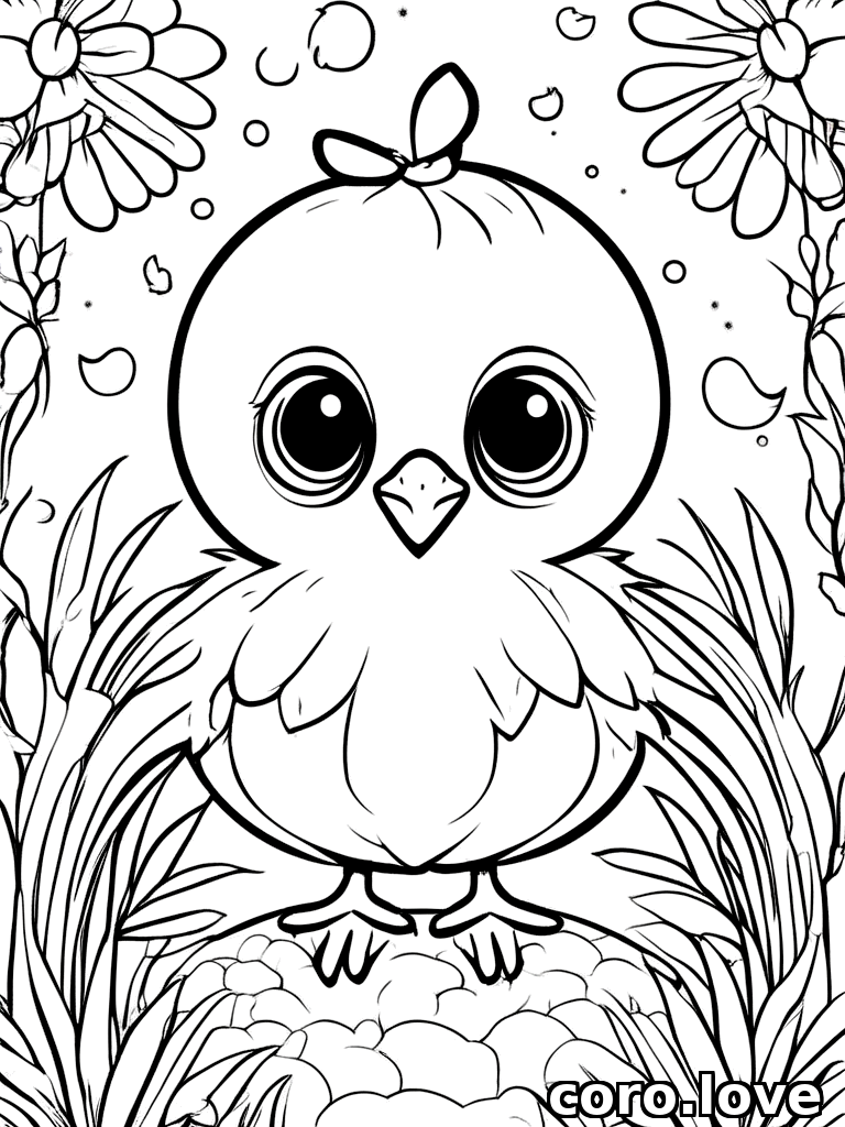 chicken coloring page - Cute Chicken