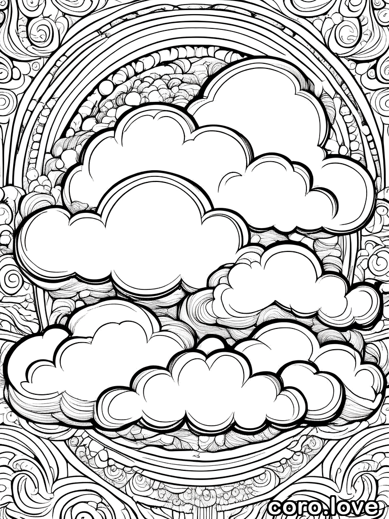 cloud coloring page - Fluffy Cloud
