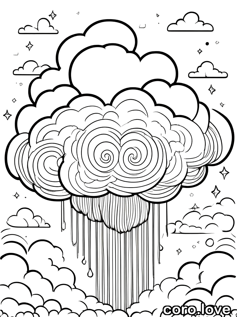cloud coloring page - Fluffy Cloud