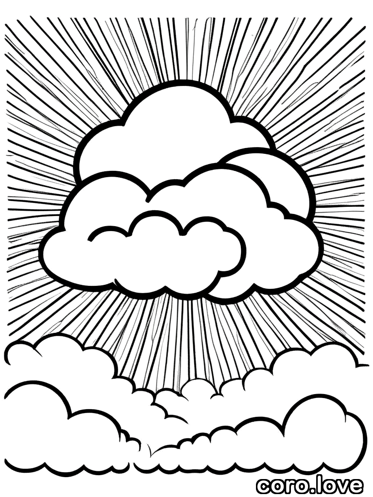 cloud coloring page - Fluffy Cloud