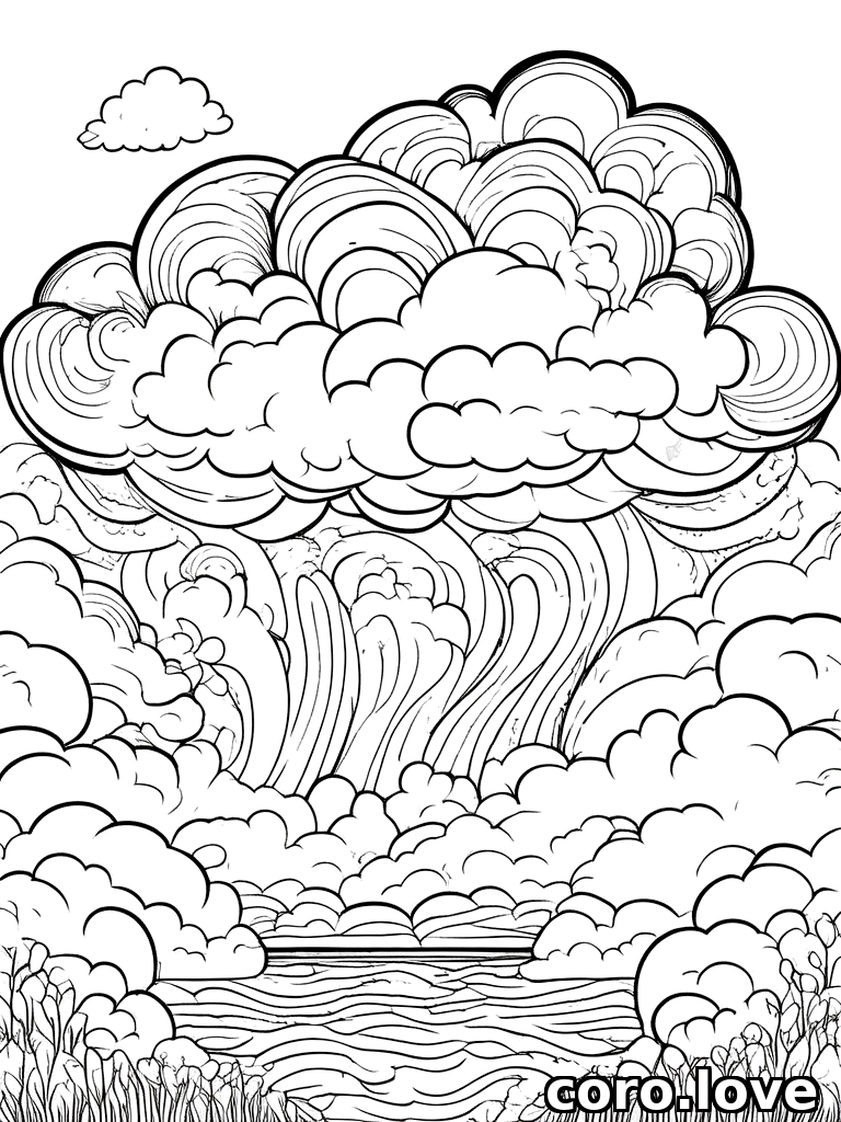 cloud coloring page - Fluffy Cloud