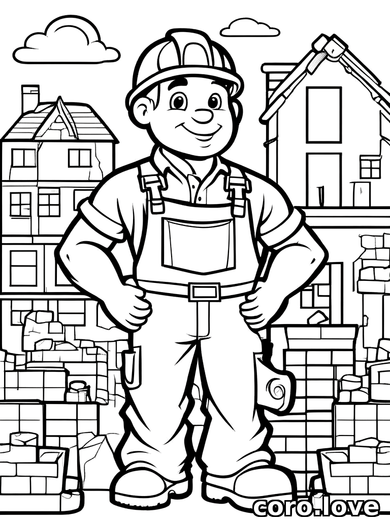 construction_worker coloring page - Cute Construction Worker