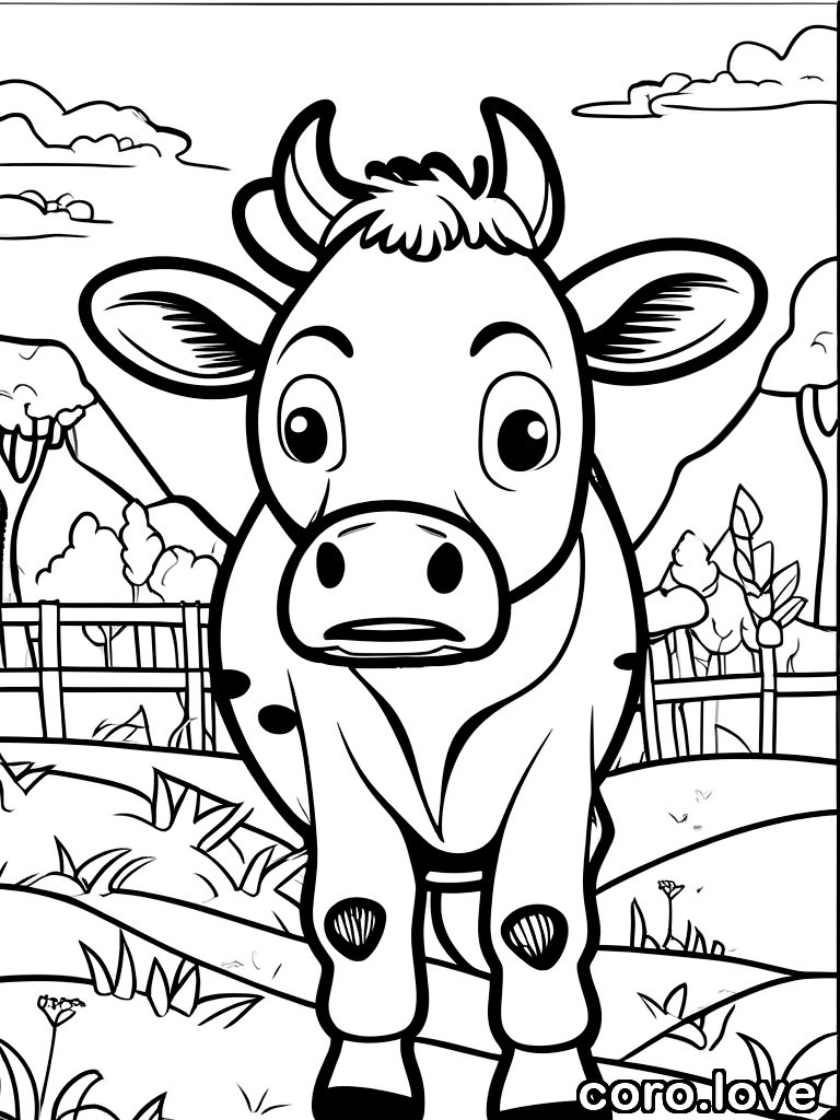 cow coloring page - Cute Cow