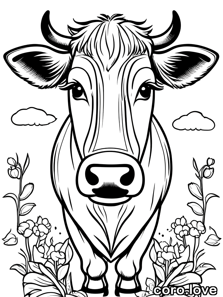 cow coloring page - Cute Cow