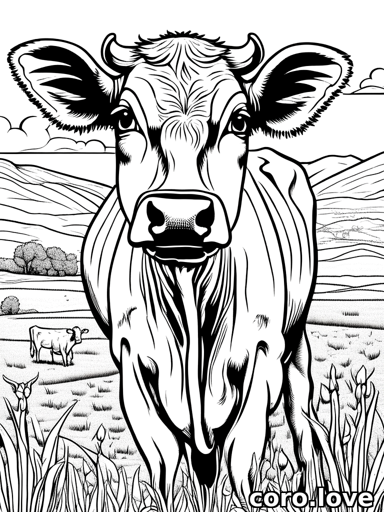 spotted cow, ColoringBookAF, coloring book, isolated on white, simple minimal design, no decorations, no borders