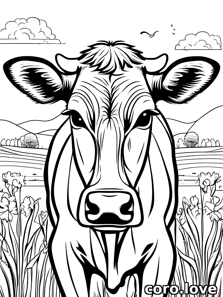 dairy cow, ColoringBookAF, coloring book, isolated on white, simple minimal design, no decorations, no borders