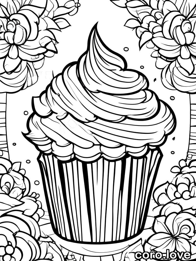 cupcake coloring page - Cute Cupcake