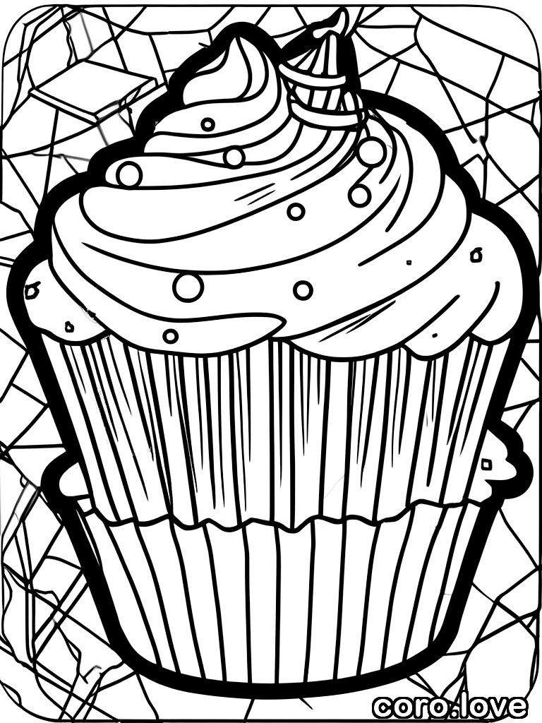 cupcake coloring page - Cute Cupcake