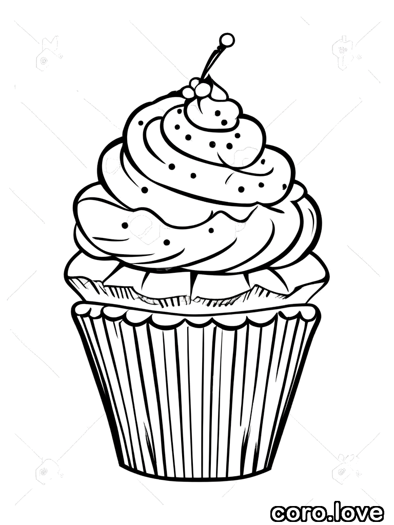 cupcake coloring page - Cute Cupcake