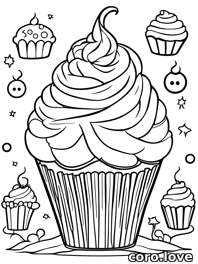 cupcake coloring page - Cute Cupcake